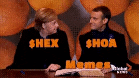 a man and a woman are sitting at a table with the words shex and shoa on the screen