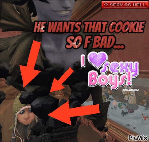 a picture of a man with the words he wants that cookie so f bad