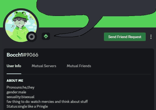 a screenshot of a person 's profile with a green background and a green send friend request button