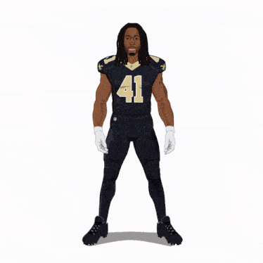 a cartoon of a football player wearing a jersey with the number 41 on it