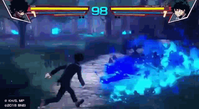 a video game is being played and the number 98 is on the screen .