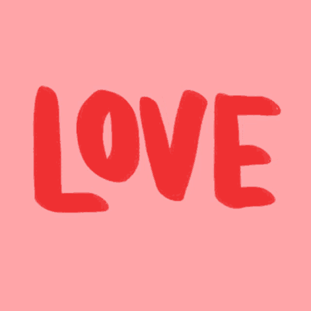 a pink background with red letters that say love