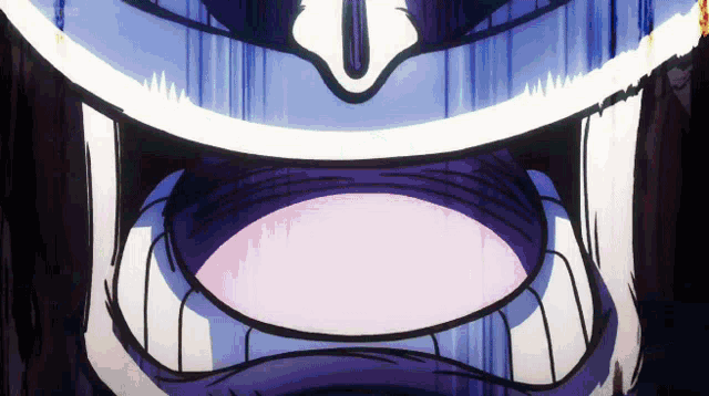 a close up of a cartoon character 's mouth with a white border