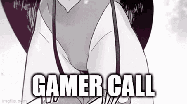 a black and white drawing of a girl with the words `` gamer call '' written above her .