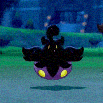 a black and purple cartoon character is flying through the air in a video game .