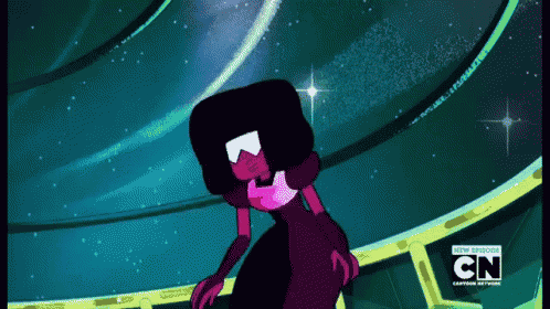 garnet from cartoon network is standing in front of a blue background