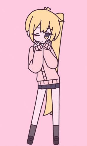 a drawing of a girl with long blonde hair and a bow tie