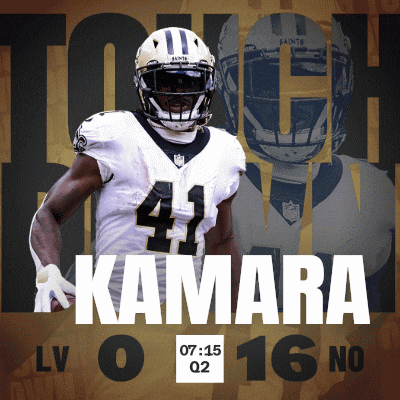 a saints football player named kamara is shown