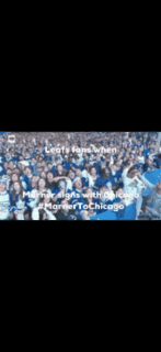 a crowd of people wearing blue and white shirts are gathered in a stadium ..