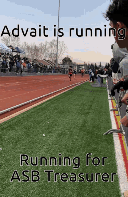 an ad that says adwait is running running for asb treasurer on it