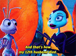 And That'S How My 12th Husband Died - Husband GIF - A Bugs Life Pixar Black Widow GIFs