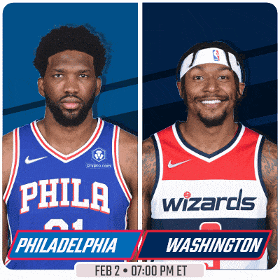 the philadelphia 76ers and the washington wizards are playing each other on feb 2