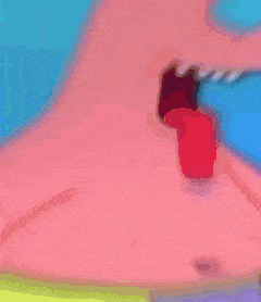 patrick star from spongebob squarepants is sticking his tongue out