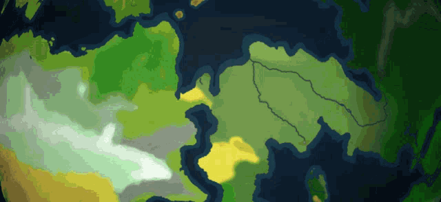 a map of the earth shows a few islands in the middle of it