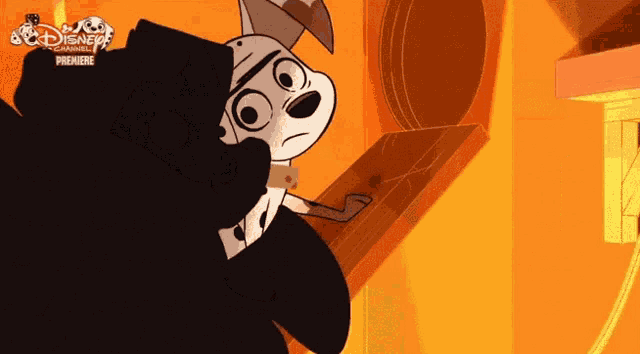 a dalmatian dog is looking at something in a disney channel cartoon .