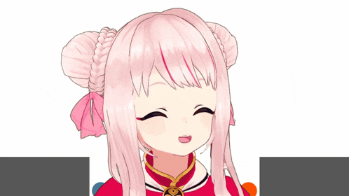 a girl with pink hair is smiling in a video with chinese characters