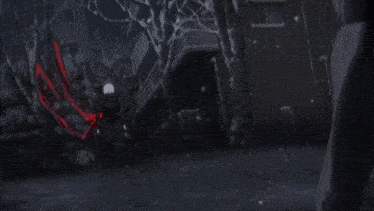 a gray background with a red swirl on it