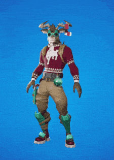 a man in a red sweater with a deer on it is dancing