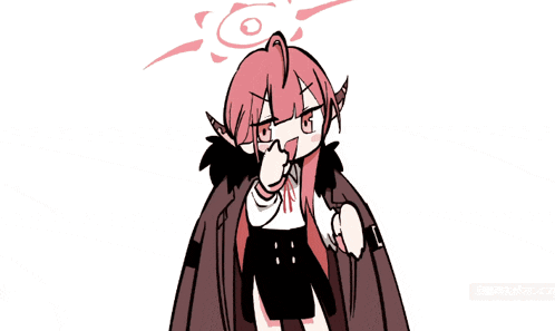 a drawing of a girl with red hair and a circle on her head