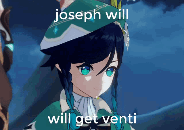 joseph will will get venti is written on a cartoon character