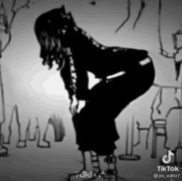 a black and white drawing of a person with a tiktok logo on the bottom