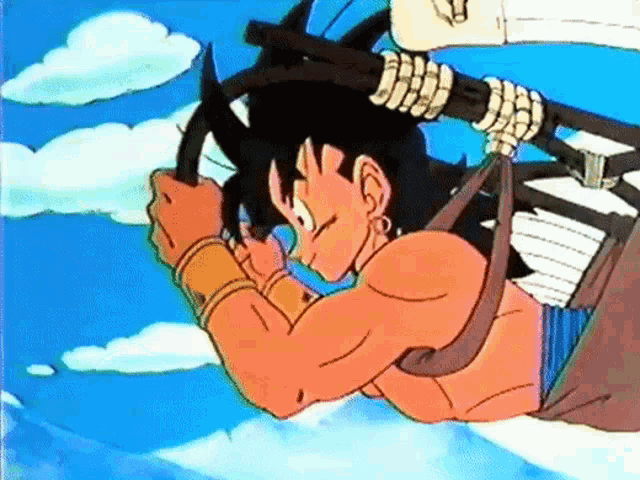 a cartoon character is flying through the air holding a rope