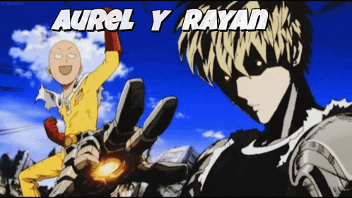a picture of two anime characters with the words aurel y rayan