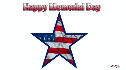 a happy memorial day greeting with a waving star