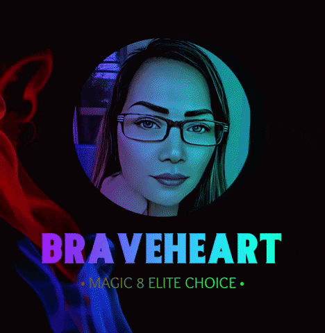 a picture of a woman with glasses and the words " braveheart magic & elite choice "
