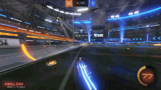 a rocket league game is being played on a screen