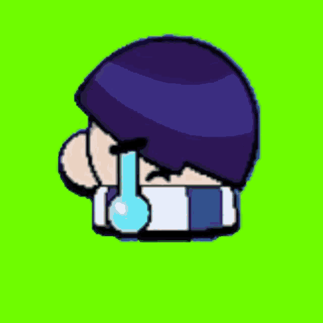 a cartoon character with a scarf around his neck is crying with a blue tear coming out of his nose .