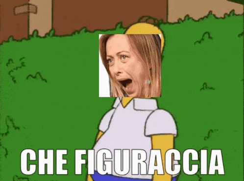 a cartoon of homer simpson with a picture of a woman and the words che figuraccia on the bottom