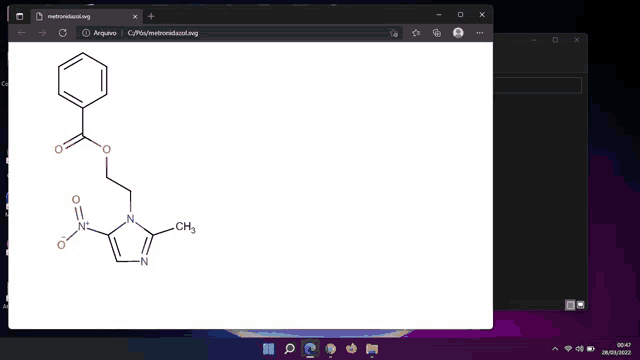 a chemical structure of a chemical compound is shown on a computer screen