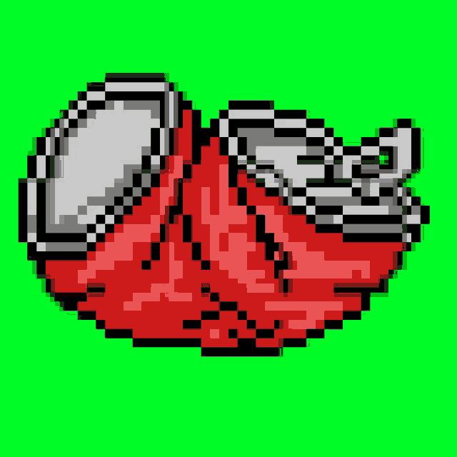 a pixel art drawing of a can of soda on a green background