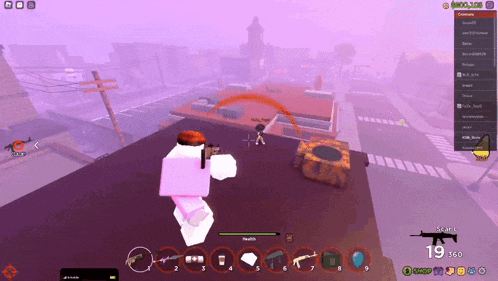 a screenshot of a video game shows a character with a gun and a score of 19/50