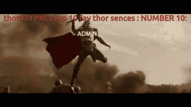 a picture of thor holding a hammer with the word admin on his chest