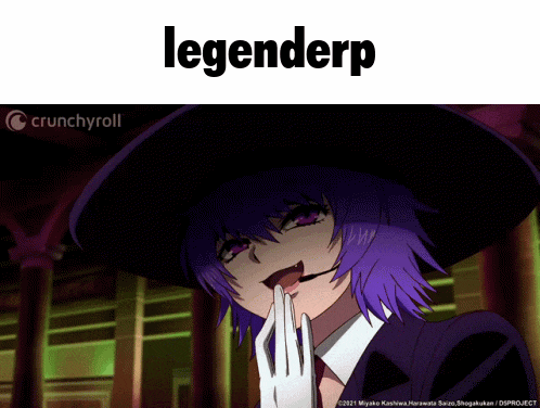 a picture of a girl with purple hair and the words legenderp on top