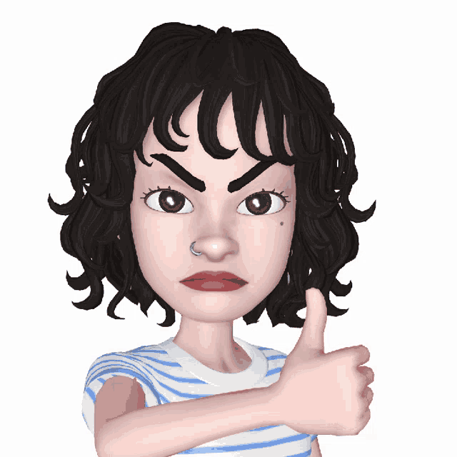 a cartoon girl giving a thumbs up sign
