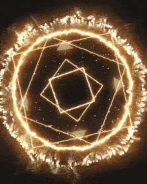 a glowing circle with a square in the middle of it