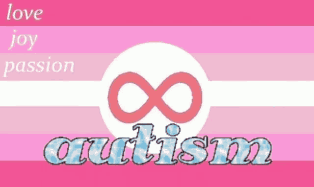 a pink striped background with the words love joy passion and autism