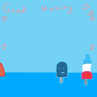 a blue background with a speech bubble that says " good morning "
