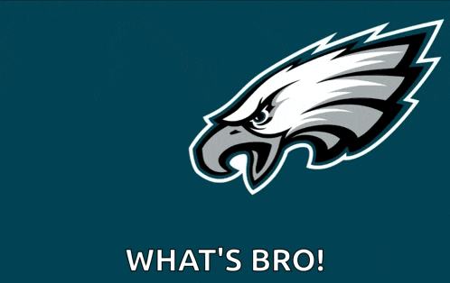 a philadelphia eagles logo on a blue background with the words let 's go eagles what 's bro