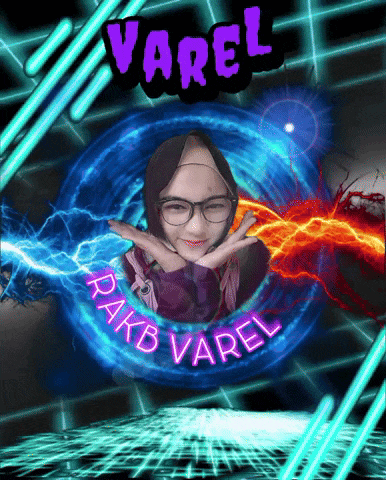 a picture of a girl with glasses and the name varel