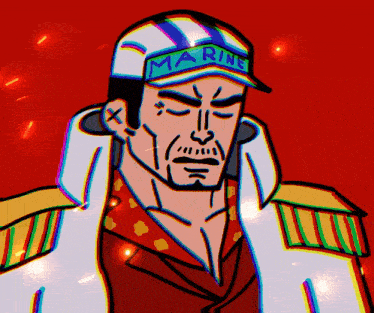 a cartoon drawing of a man wearing a hat that says marine