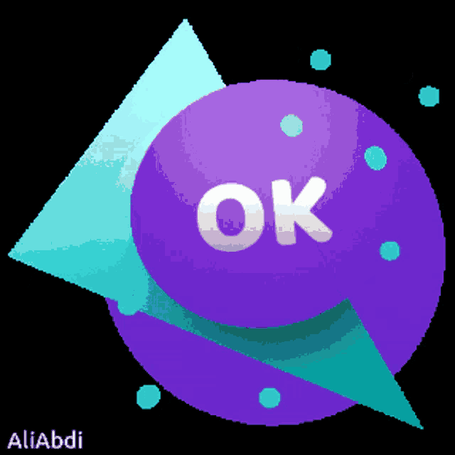 a purple circle with the word ok written inside of it
