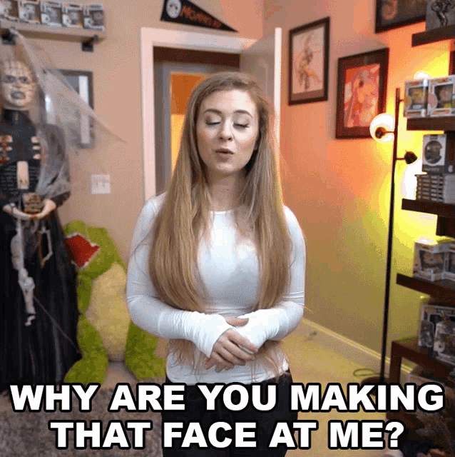 Why Are You Making That Face At Me Shelby Dueitt GIF - Why Are You Making That Face At Me Shelby Dueitt Why Are You Looking At Me Like That GIFs