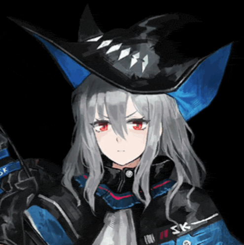 a drawing of a girl wearing a hat with the letter sk on it