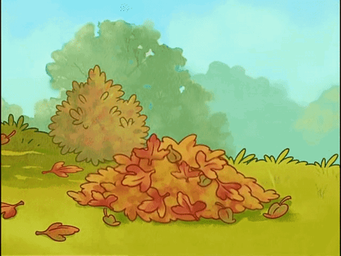 Toopy And Binoo Pile Of Leaves GIF - Toopy And Binoo Pile Of Leaves Fall GIFs
