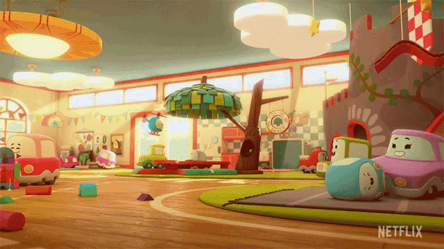 a netflix ad for a children 's room with lots of toys