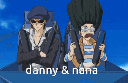 a roller coaster with the words danny & nana written on the side